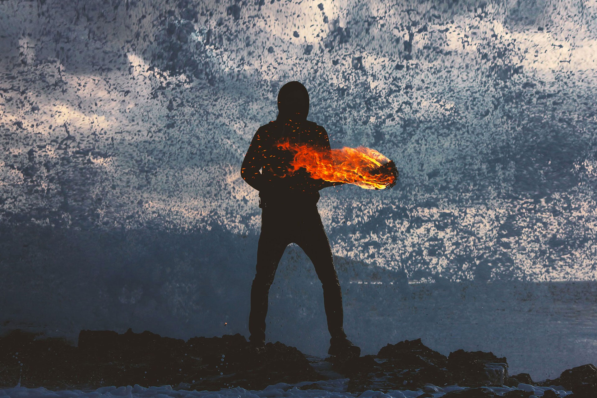Conceptual image of a man feeling the pain of chronic inflammation.
