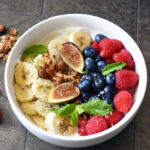 A bowl full of cardiovascular superfoods sitting on a table.