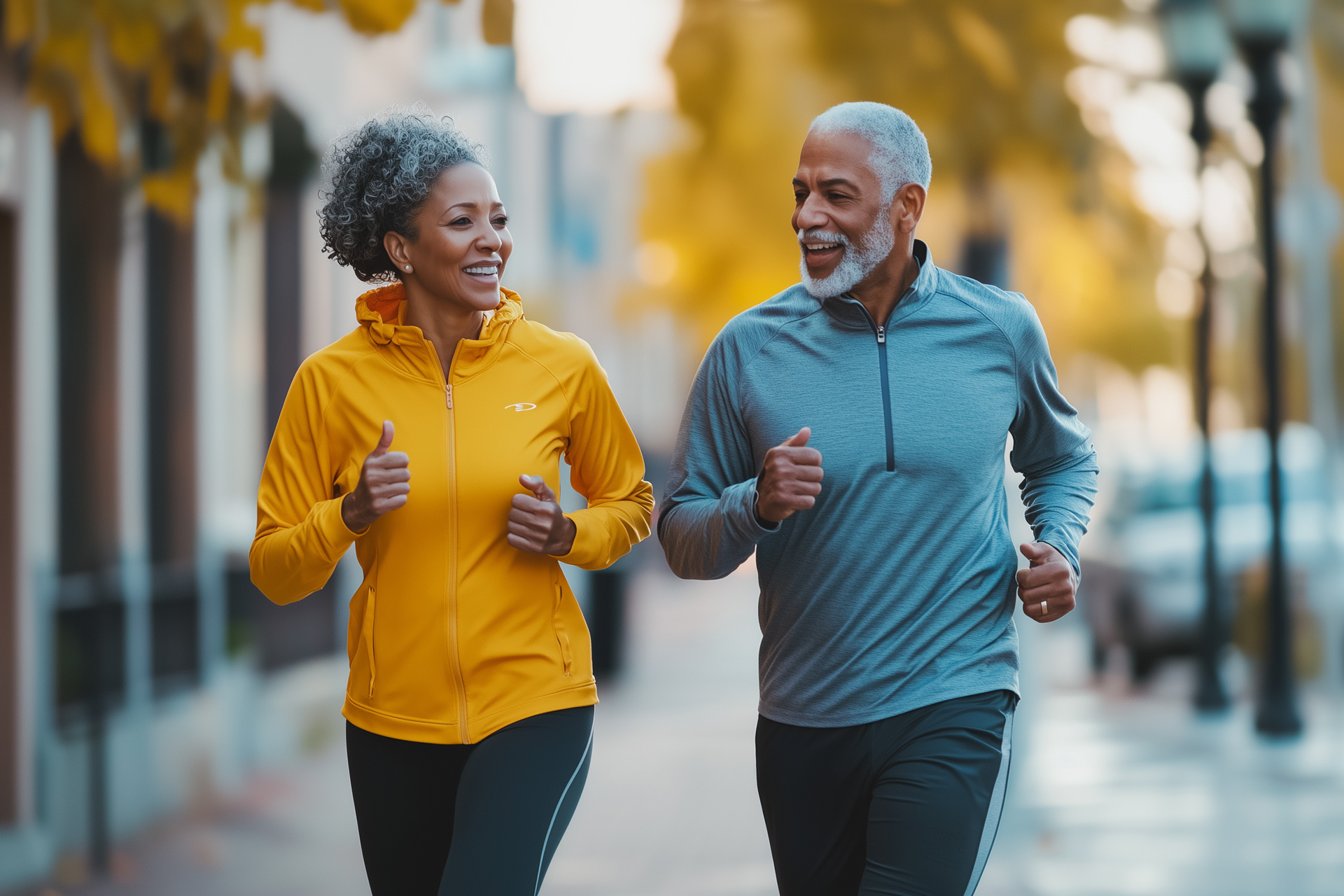 Male and female endurance athletes running, highlighting the connection between exercise, calcium scores, and cardiovascular health