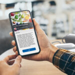 User holding a phone displaying the overview screen of a Guided Wellness Program in the CONNEQT App, with an option to join.