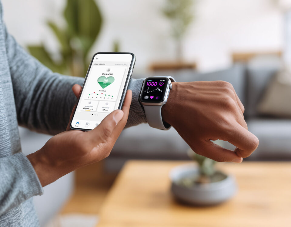 A person checking the heart health numbers for his heart on his app and smartphone. He's wondering if he can trust heart health numbers from his device.