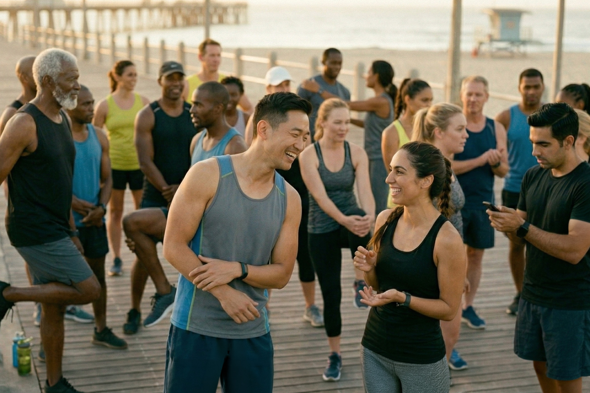 A group of fit people discussing how long it takes to improve arterial health.