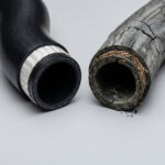 Two hoses that demonstrate the effects of arterial stiffness and high blood pressure on arteries.