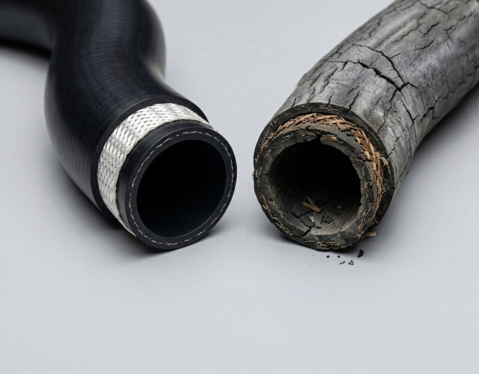 Two hoses that demonstrate the effects of arterial stiffness and high blood pressure on arteries.