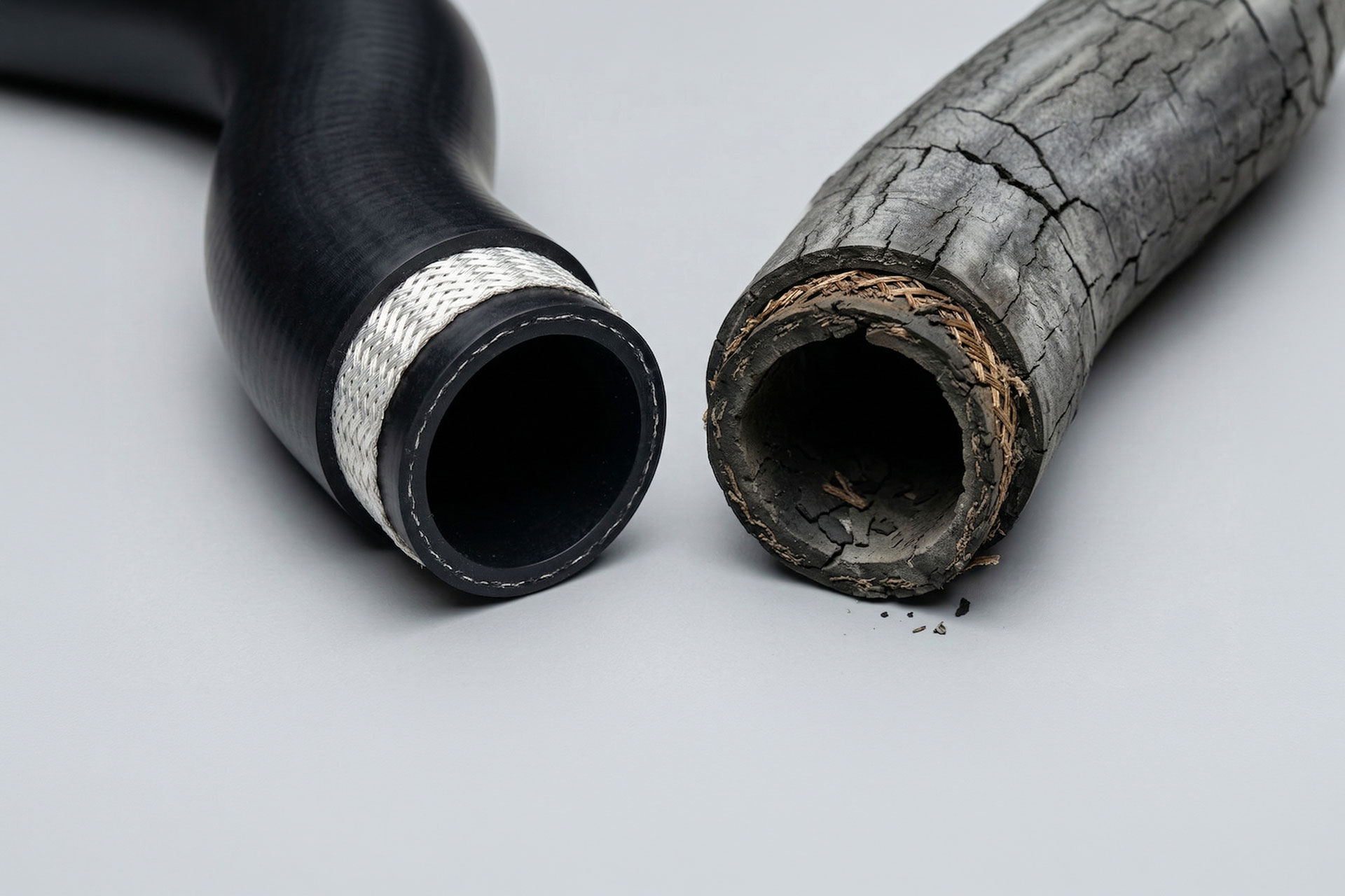 Two hoses that demonstrate the effects of arterial stiffness and high blood pressure on arteries.