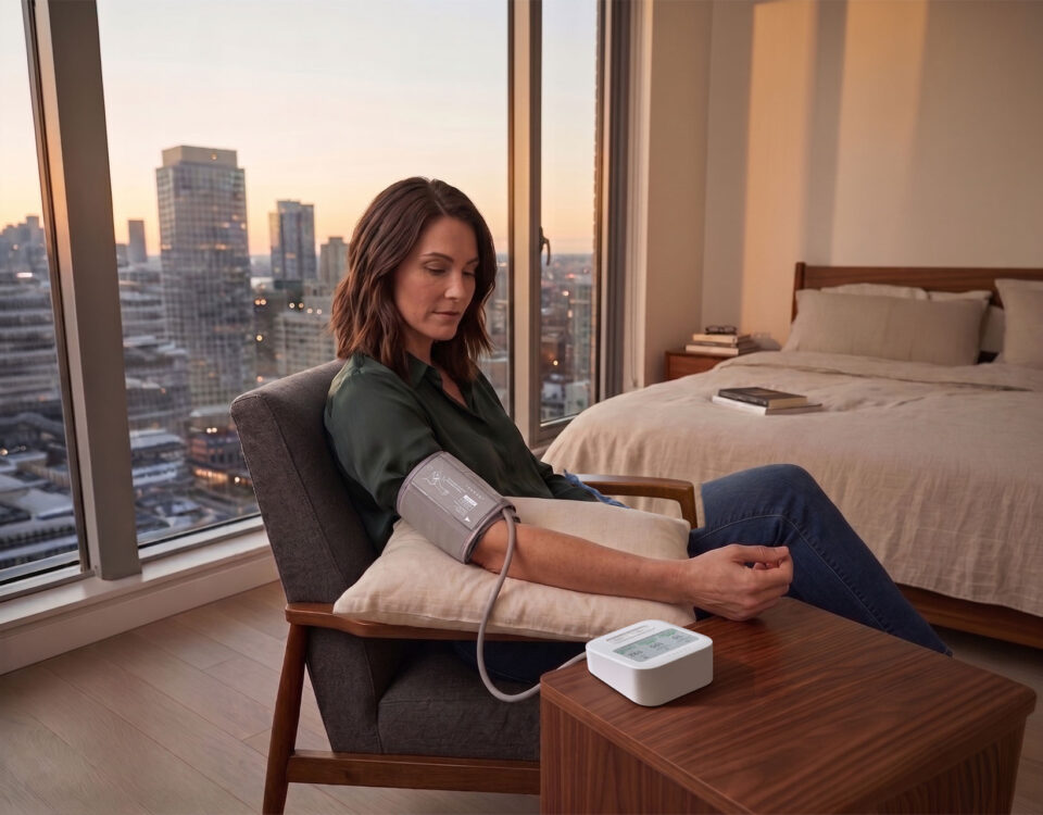 A woman considering why her blood pressure changes throughout the day.