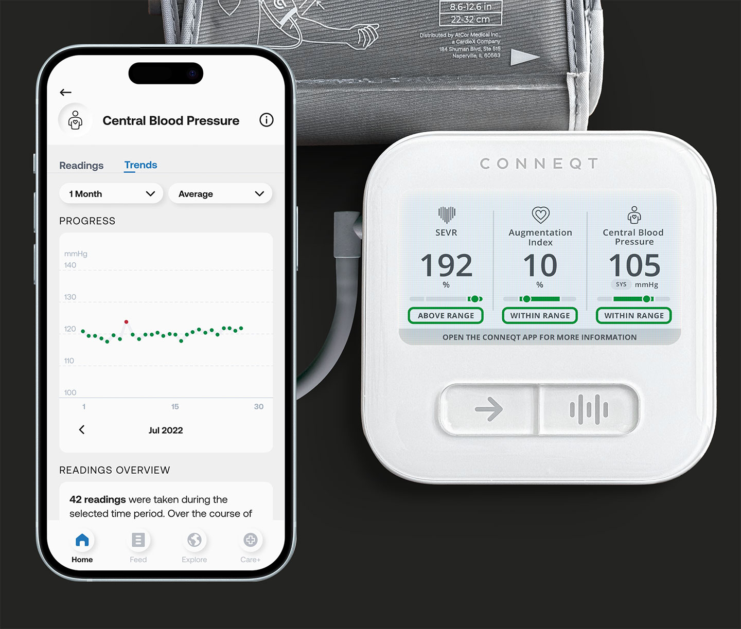 CONNEQT Pulse and the CONNEQT app showing results and trends
